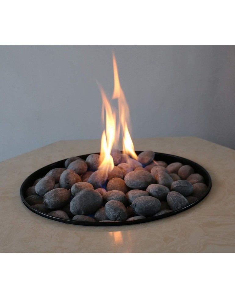 24 Pcs Gray Ceramic Fireplace Pebbles For Gas Fireplace Rustic Firepits Stoves