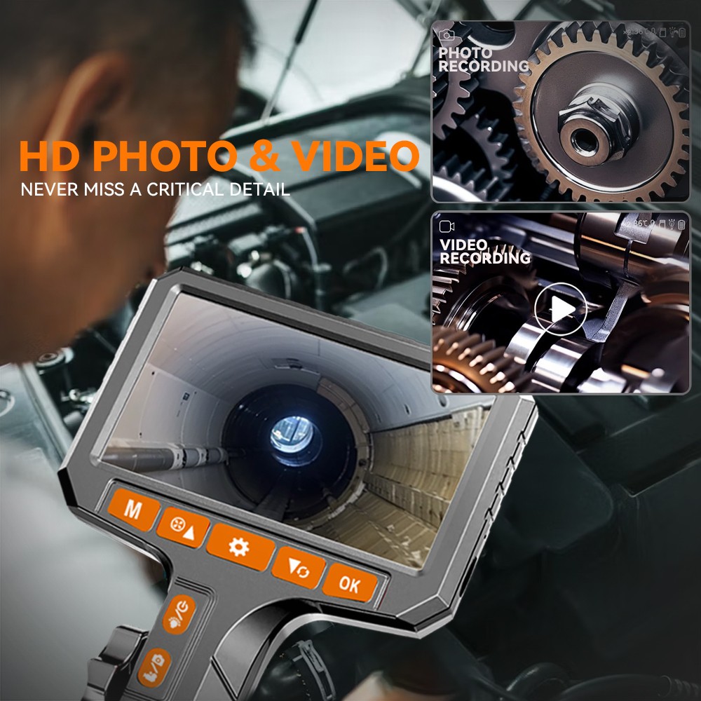 Two-Way Articulating Borescope Camera with Light Endoscope Inspection Camera
