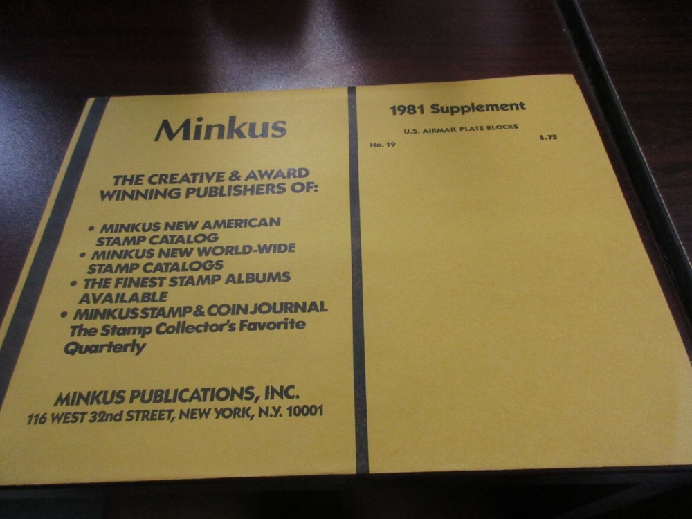 "MINKUS"  SUPPLEMENT AIRMAIL PLATE BLOCKS NO.19    W/FREE SHIPPING!!!