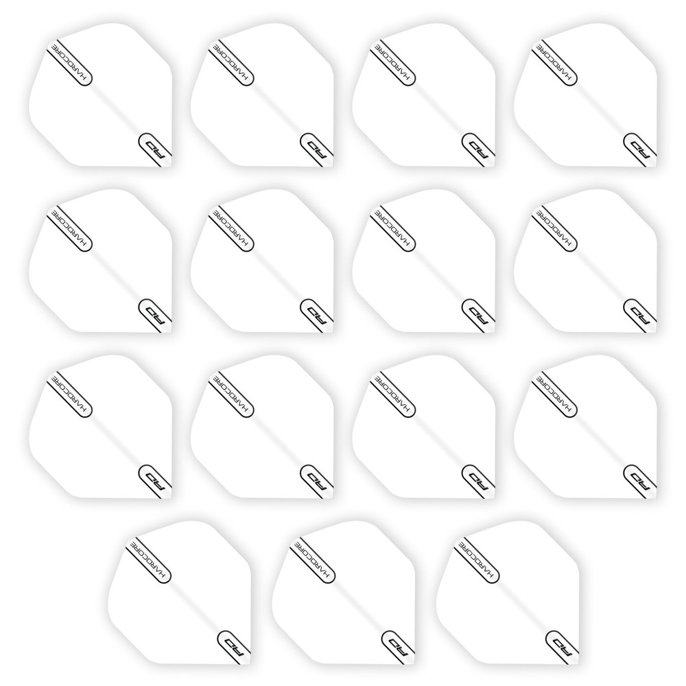 RED DRAGON Hardcore White Extra Thick Standard Dart Flights - 5 Sets white
