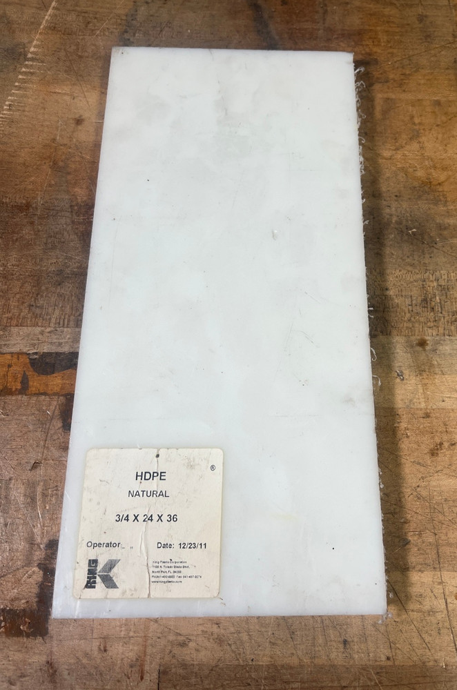 HDPE sheet WhitePE Polyethylene Solid Plastic Tapping 14 1/2 x 6 3/4 x 3/4