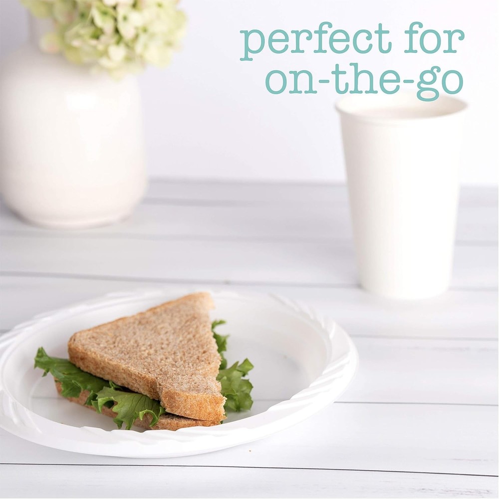 100 Count Disposable 7 Inch White Plastic Plates