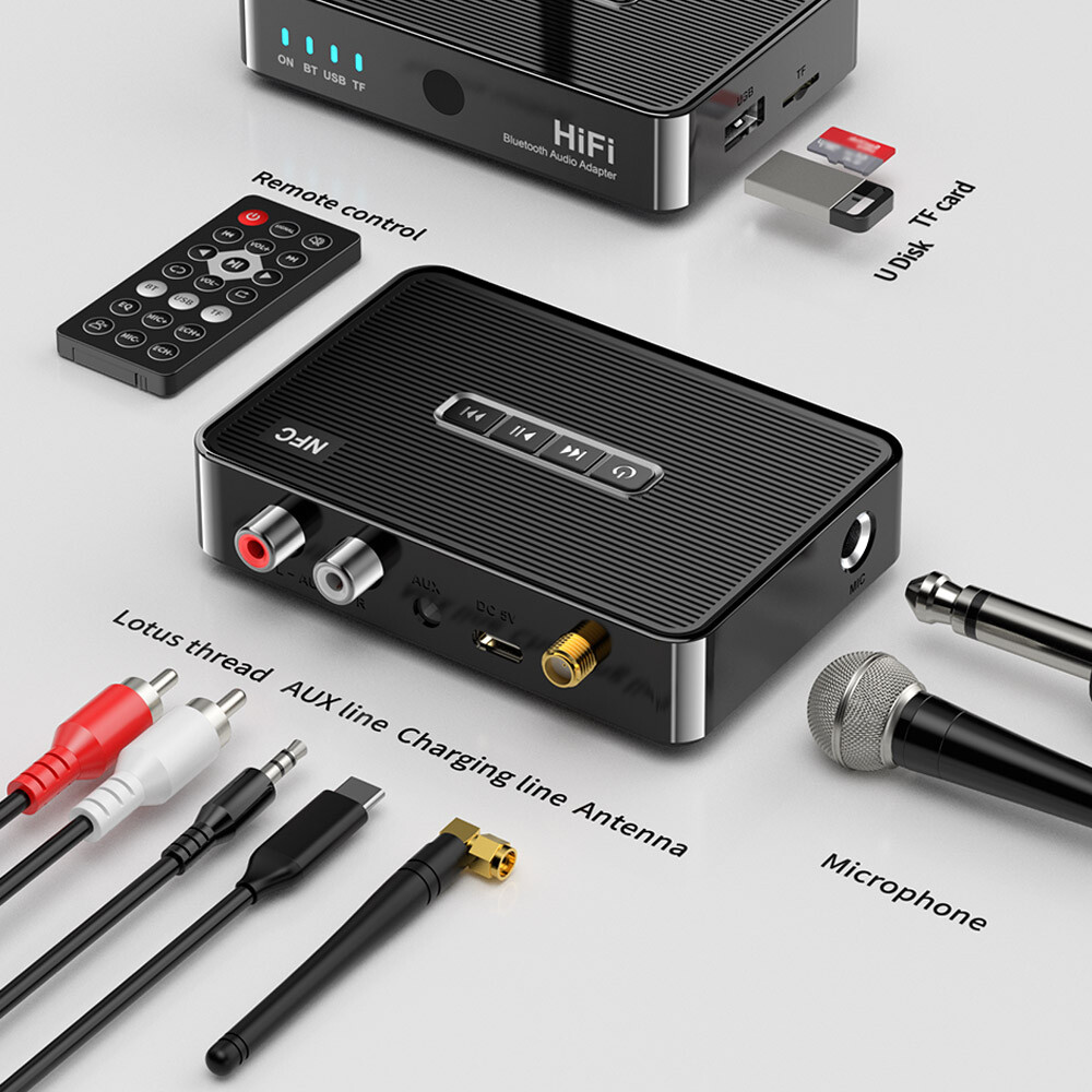 Wireless AUdio Adapter NFC Bluetooth Receiver 3.5mm/USB MMC MP3 Player/6.5MM Mic