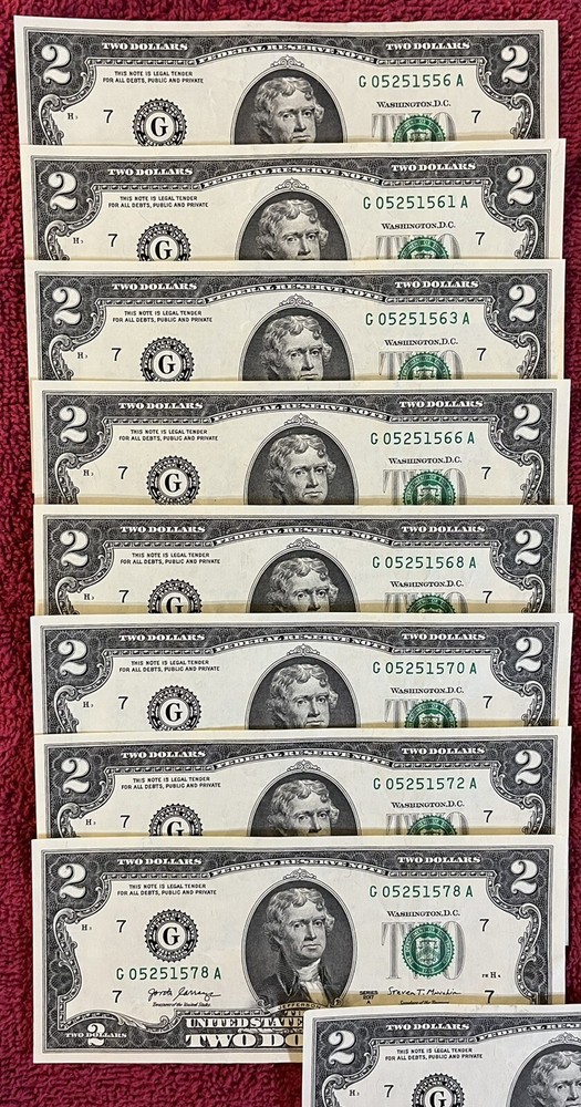 Fancy Serial Number $2 Dollar Bills. UNCIRCULATED. SEQUENTIAL. YOU Choose!