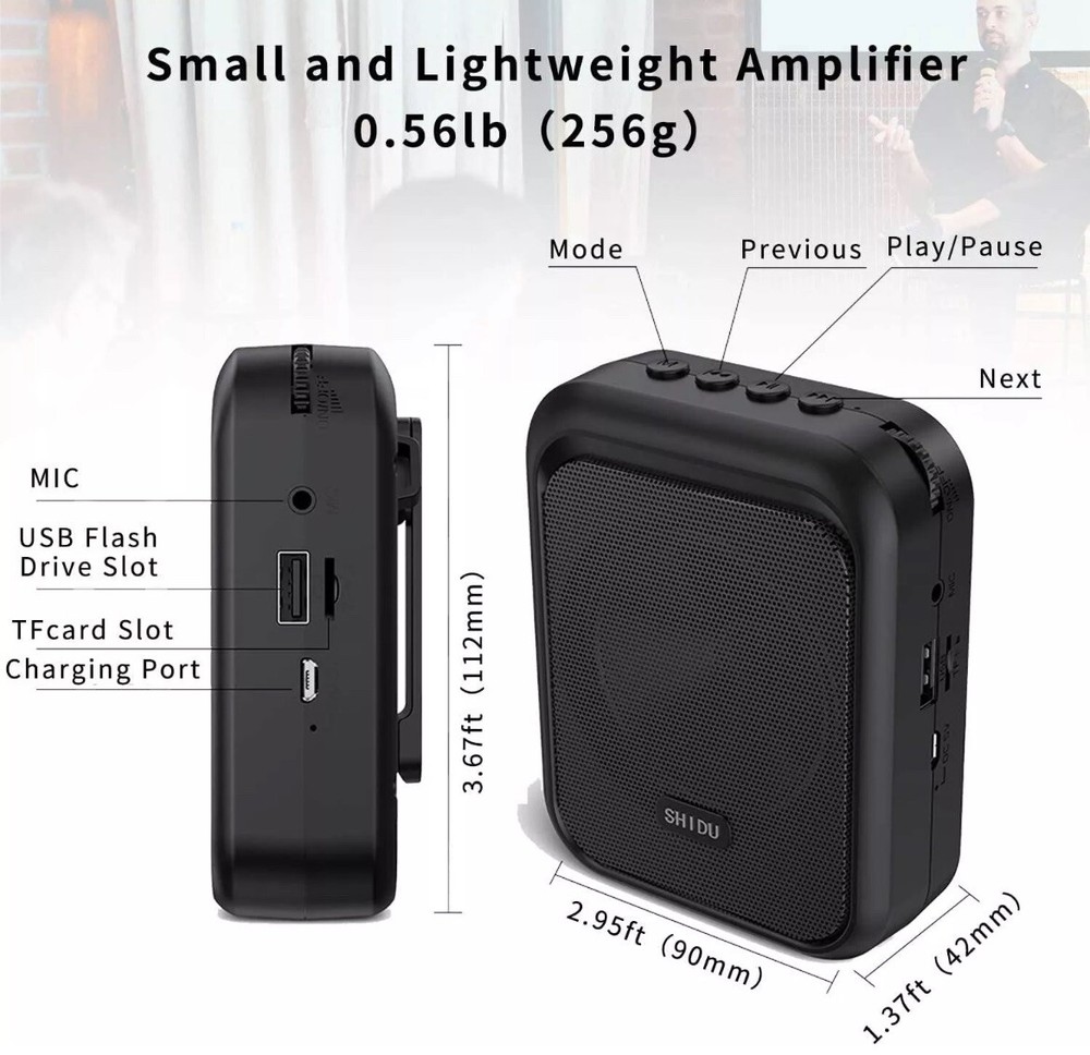 SHIDU Voice Amplifier Portable Bluetooth Speaker Wireless Microphone Tours +