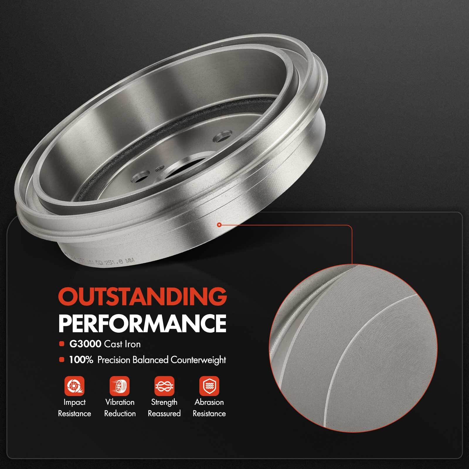 Rear Brake Drums +Ceramic Brake Shoes for Toyota Yaris 2007 2008 2009 2010-2014