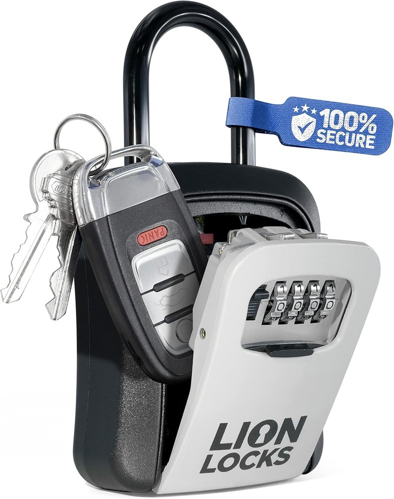 Key Lock Box for Keys with Code, 4 Digit Combination Lockbox for Keys Outdoor, P