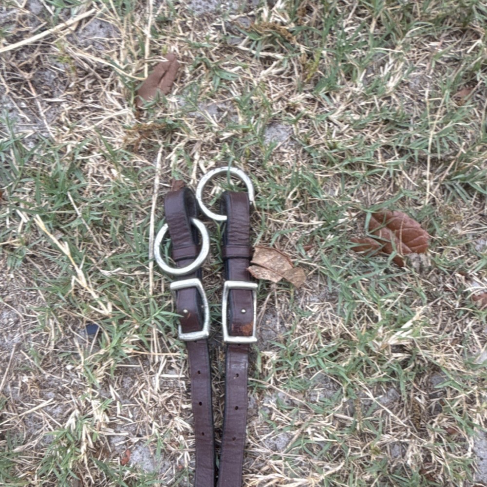 Brown Leather Western Horse Training Fork with Silver Hardware