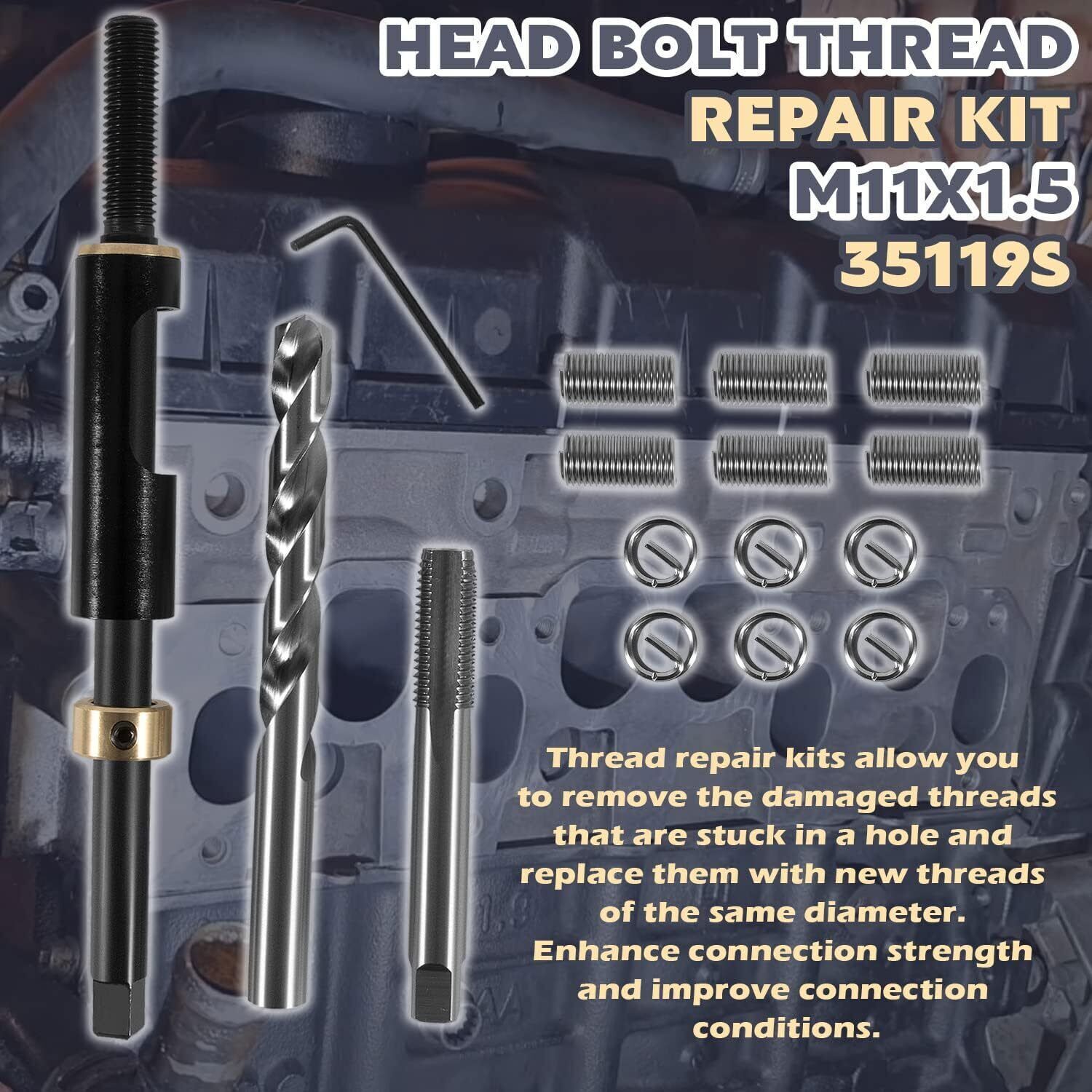M11 x 1.5 Head Bolt Thread Repair Kit 35119S For Honda Toyota Ford GM Nissan KIA