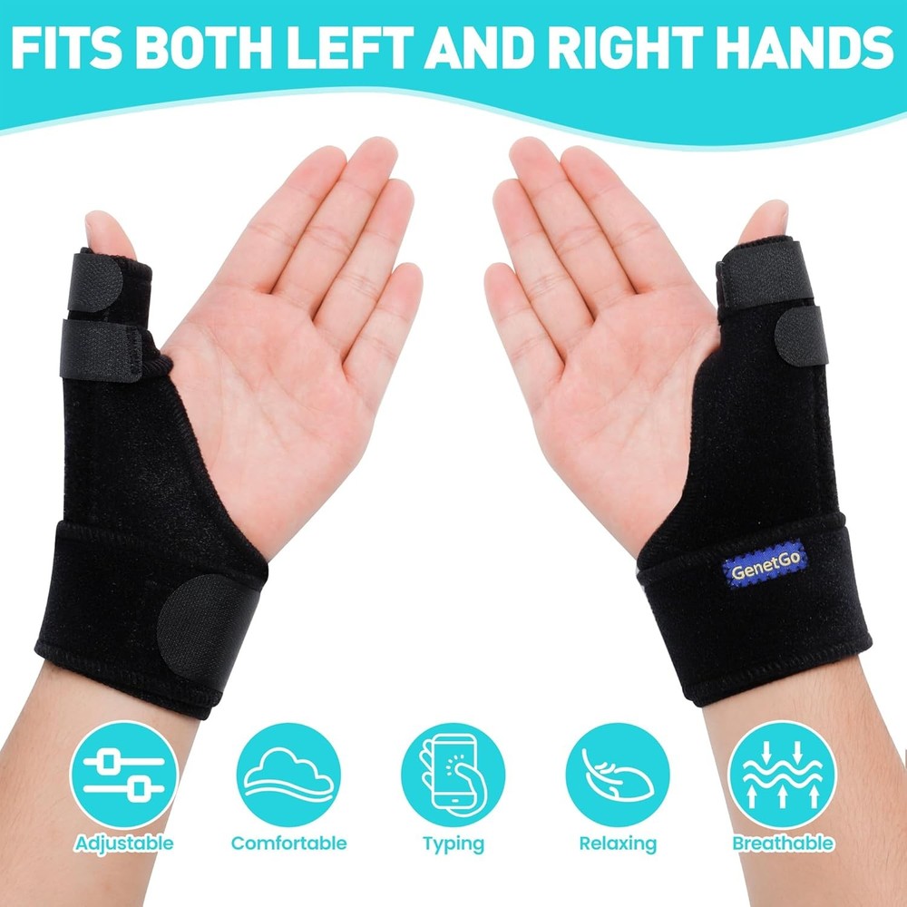 Trigger Thumb Splint - Spica Support Brace Stabilizer One Size, Black