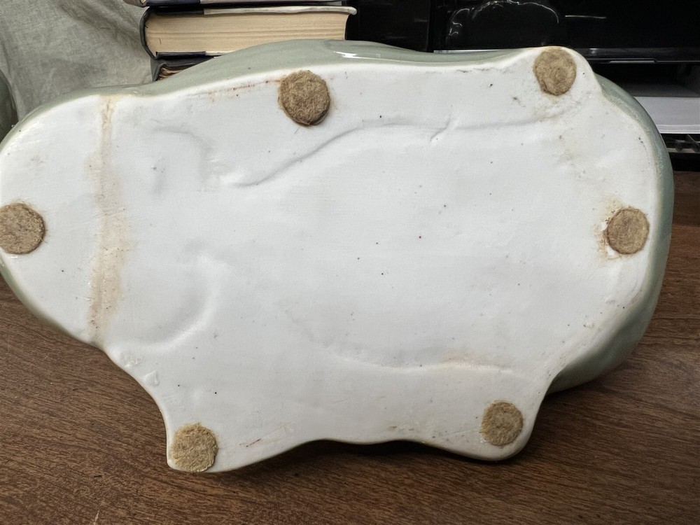 Lovely 10" Celadon Pottery Duck Unmarked