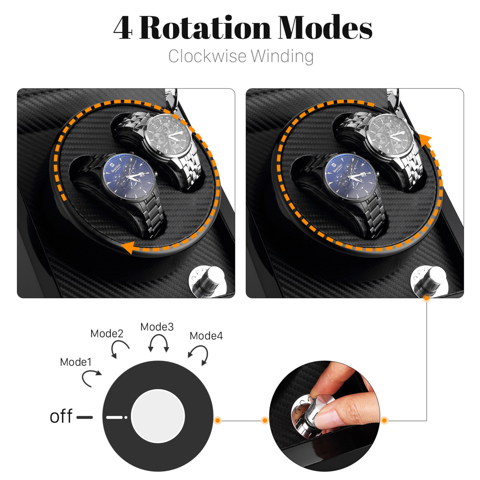 Watch Winder Case Display Double Automatic MDF Wood Watch Organizer Box Gifts US