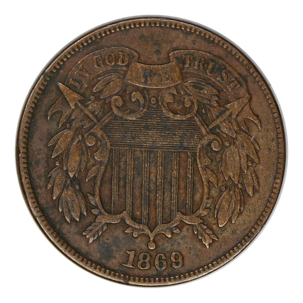 1869 Two Cent Piece Very Fine Condition