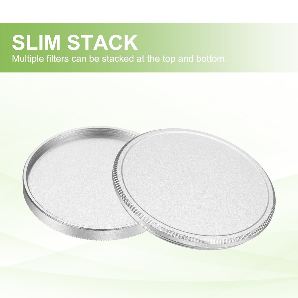 40.5mm Metal Lens Cap Universal Lens Filter Stack Cap Slim Stack Silver
