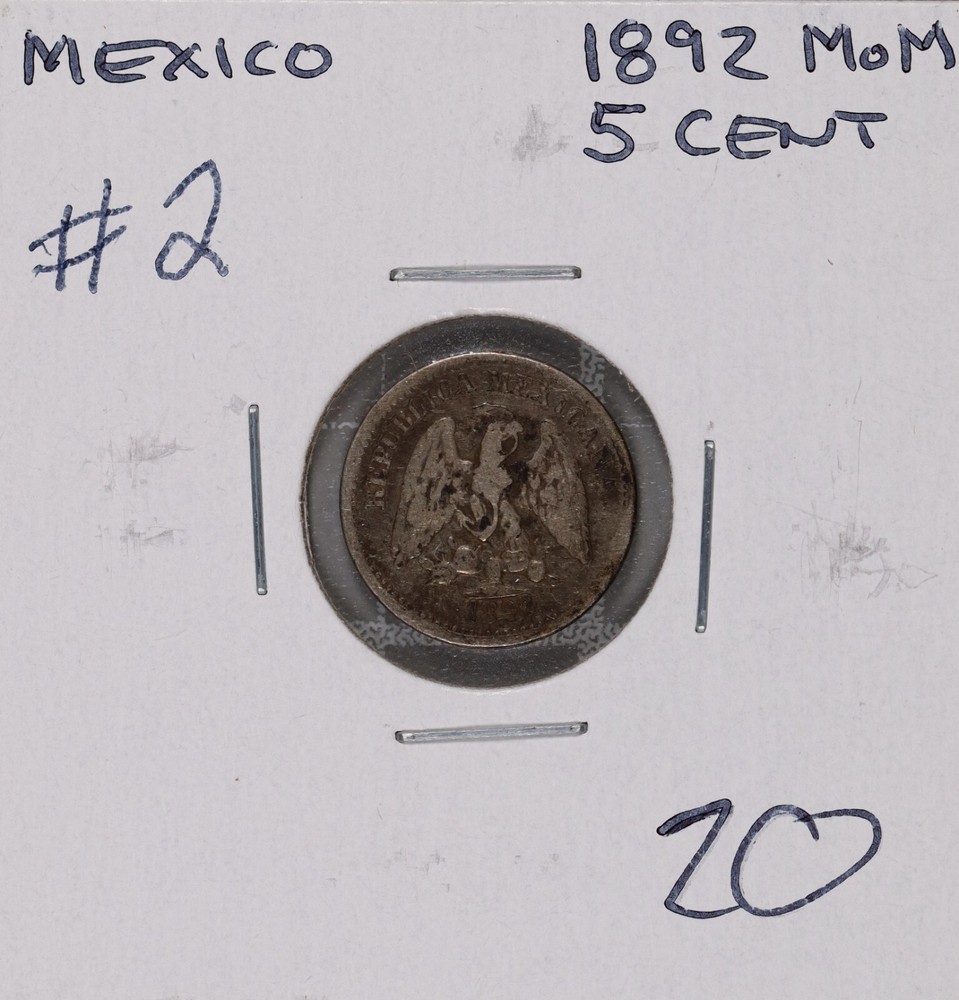 1892 MoM Mexico Silver 5 Centavos #2
