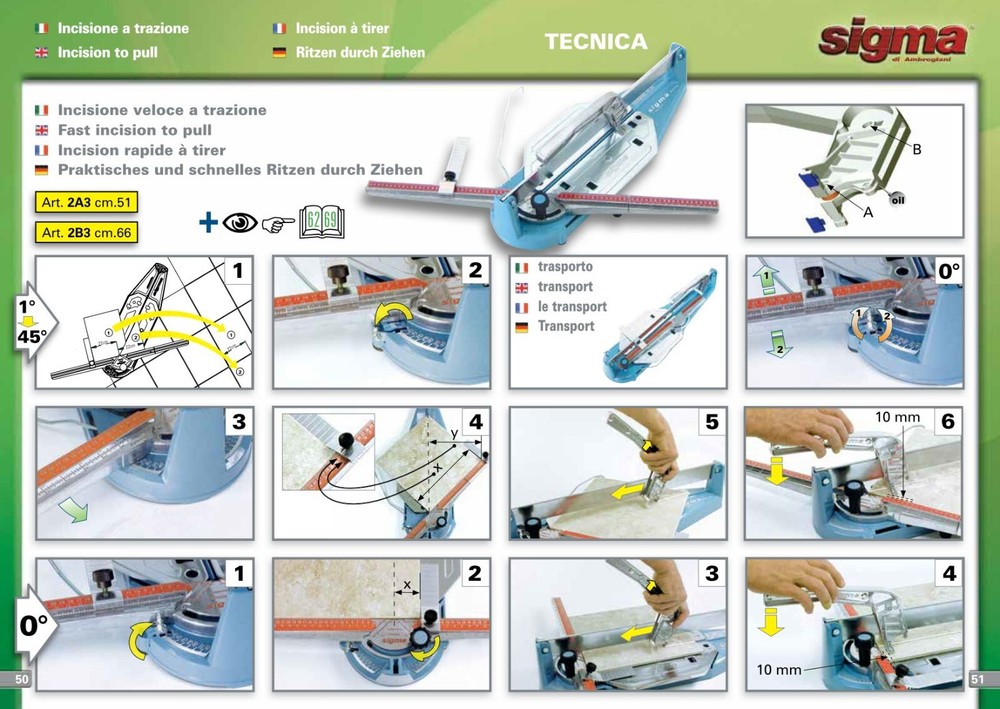 SIGMA 2B3 26" Tile PULL Cutter INCHES version SHIPS FROM USA