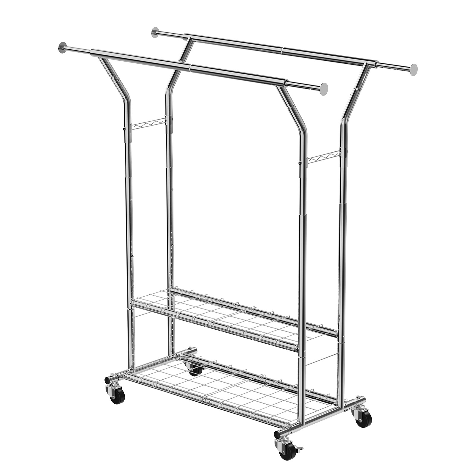 Uimoso Rolling Clothes Rack Garment Rack with Wheels & Storage Adjustable Height