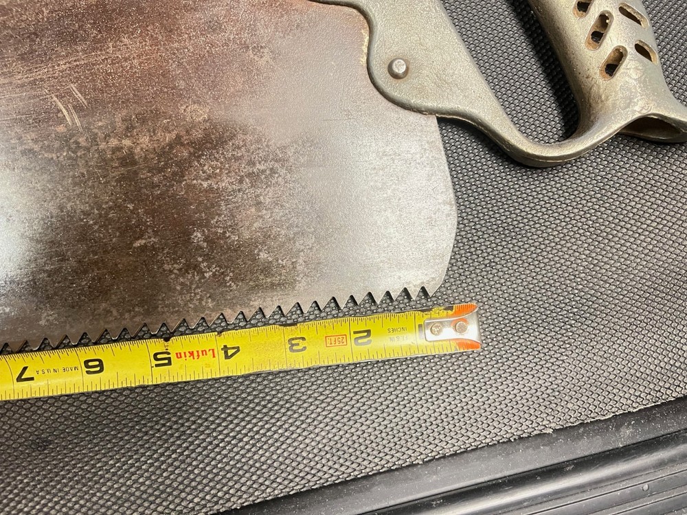 Vintage "OK" iron handled 30"-blade docking saw