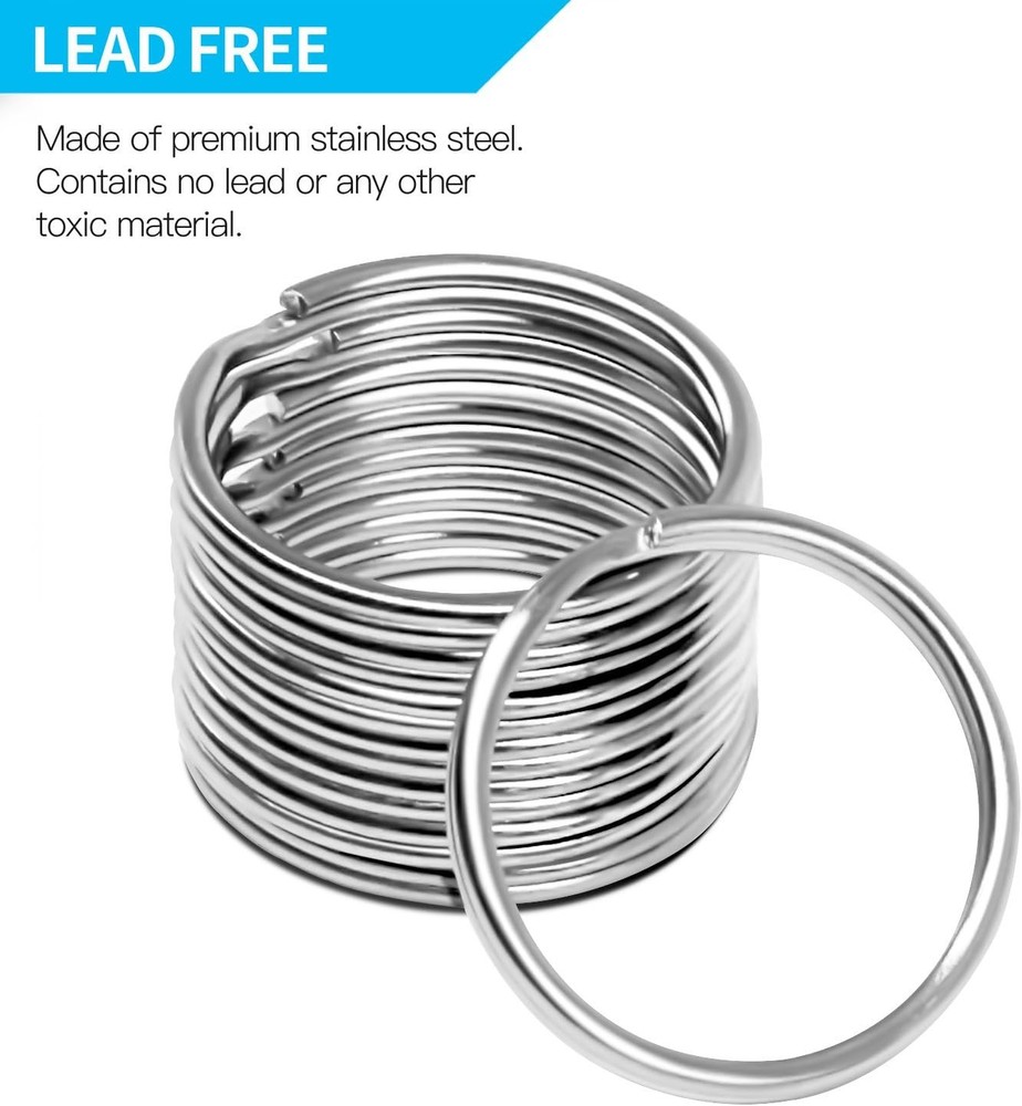 Prudance 100PCS Key Rings Metal Round Split Ring - Bulk Pack 100PCS, Silver