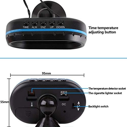 Car Thermometer LCD Digital Clock - 12-24V - Multifunctional Temperature