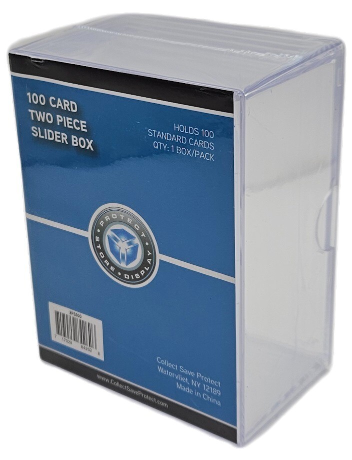 CSP 100 Card Size Slider Box Stackable Plastic Trading Card Storage Case