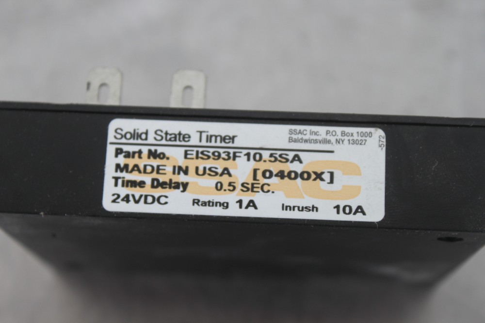 SSAC EIS93F10.5SA TIMER SOLID STATE .5SEC DELAY 24VAC