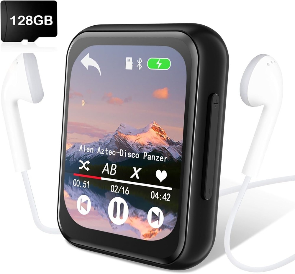 Portable 128GB MP3 Player with Touch Screen & Built-in Speaker - Bluetooth 5.3