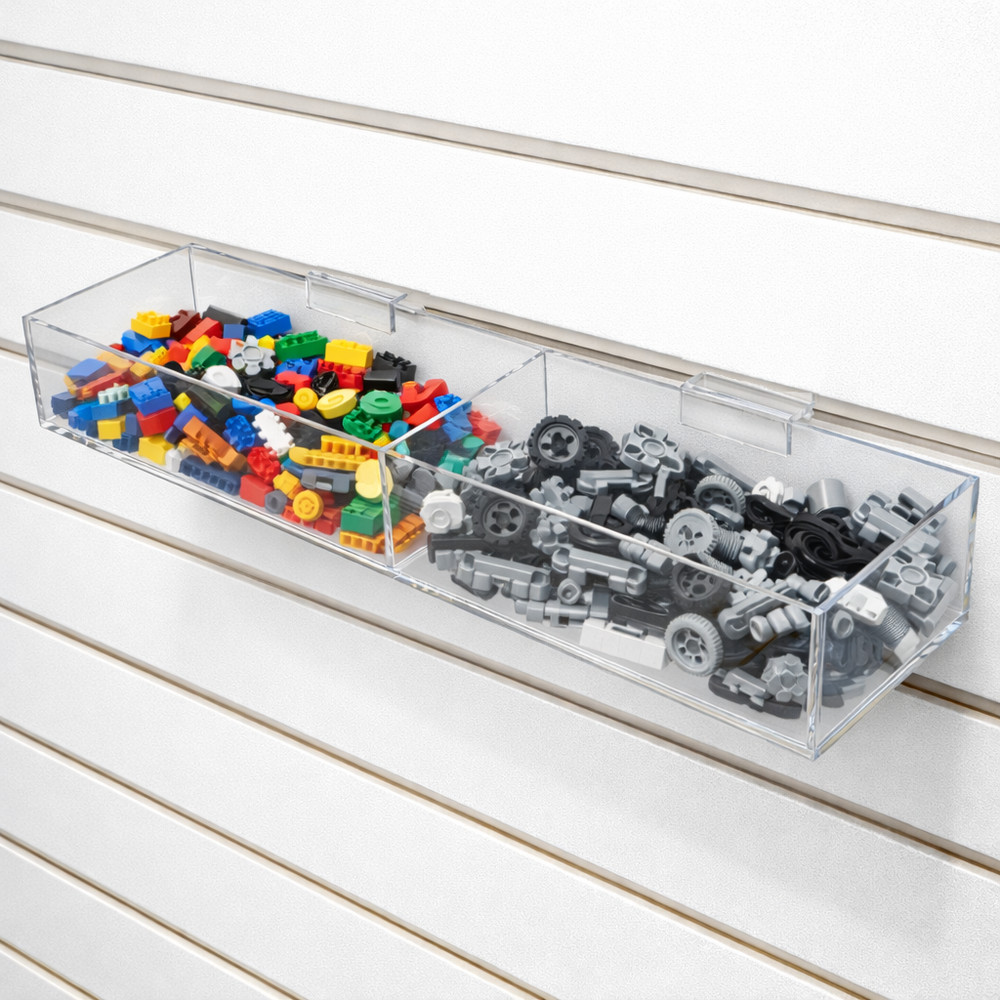 Acrylic Slatwall Display Bin – Multi-Compartments