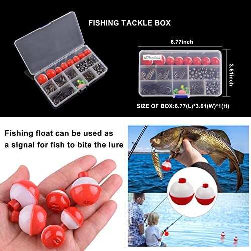 Fishing Tackle Kit, 160pcs Basic Bobbers and Hooks Assortment With Octopus