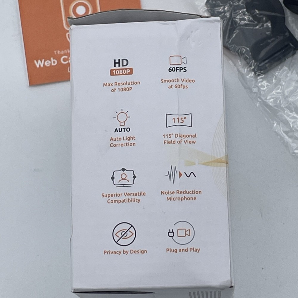 Toucan Connect Web Camera Full HD Plug & Play Light Correction 60 Fps