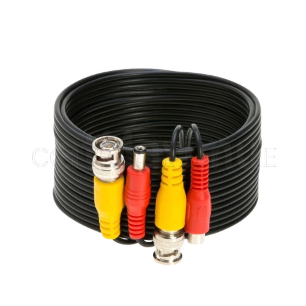 Security Camera Cable BNC Extension Power Surveillance DVR CCTV 10FT-100FT Black