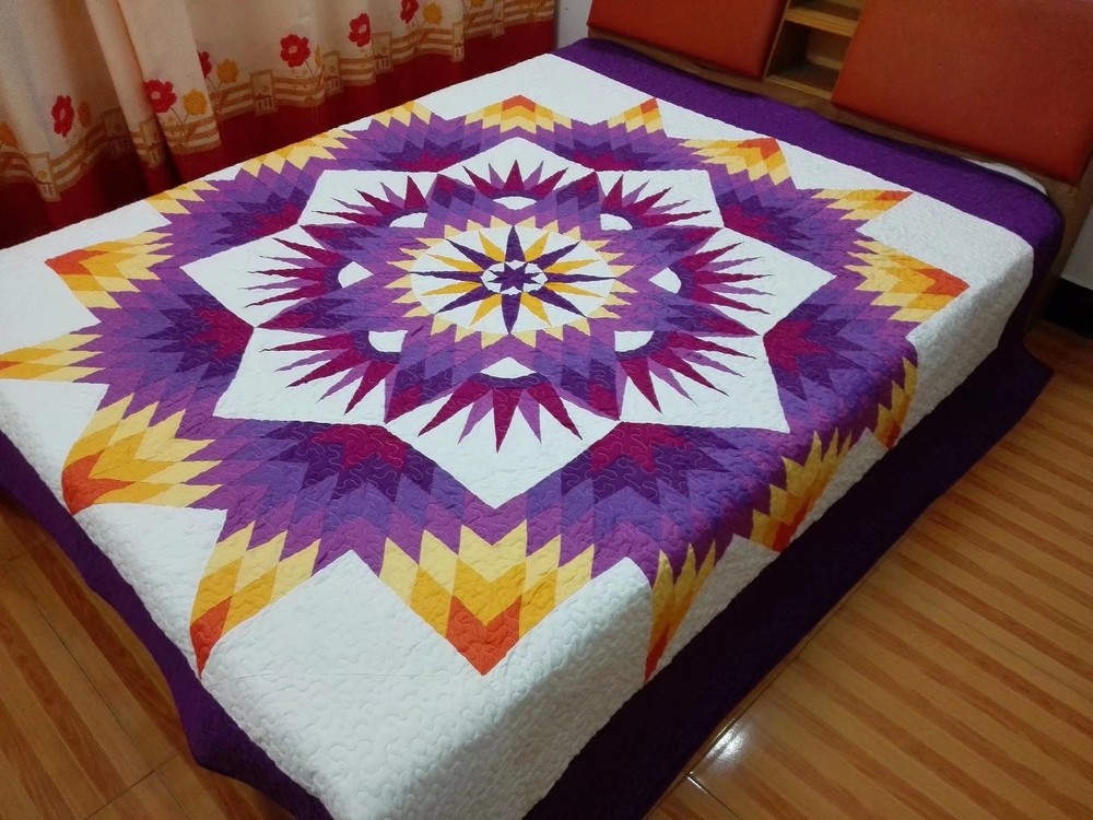 King size machine pieced and quilted Patchwork quilt#113