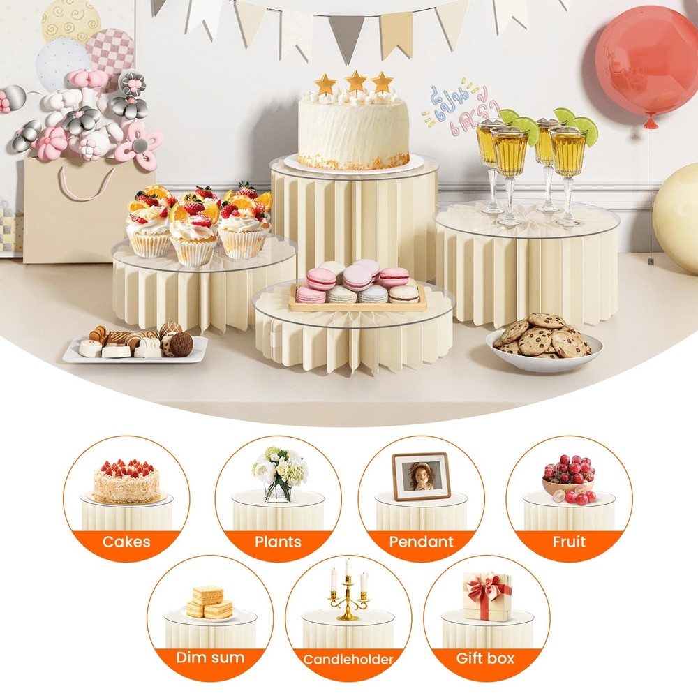 Buffet Risers, 4PCS Food Risers for Buffet Table, Acrylic Risers Display Stan...