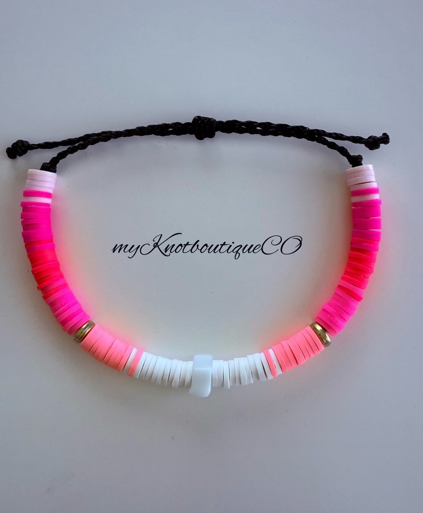 Waterproof Adjustable Beaded Bracelet, Beach, Stackable, Heishi Beads Summer