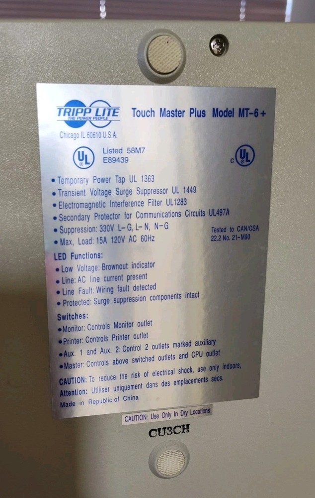 Tripp Lite Isobar Touchmaster Plus Model MT-6 + Plus