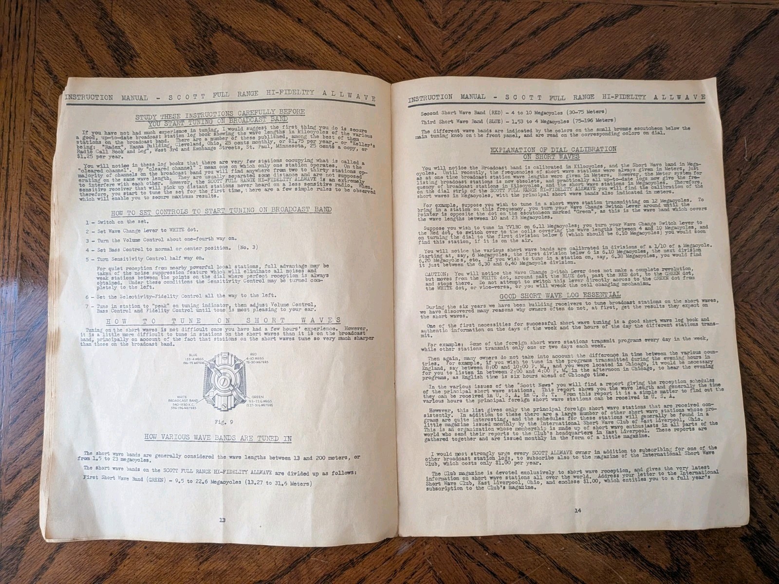 Original EH Scott Full Range High Fidelity Radio Instruction Manual