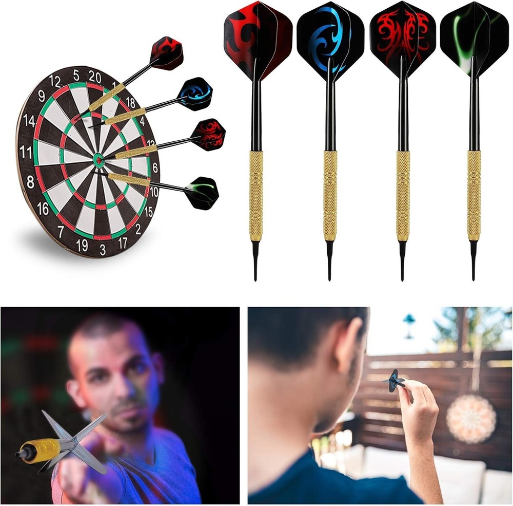 Enjoyable 12 Pcs Soft Tip Darts for Electronic Dartboards + 36 Replacement Tips