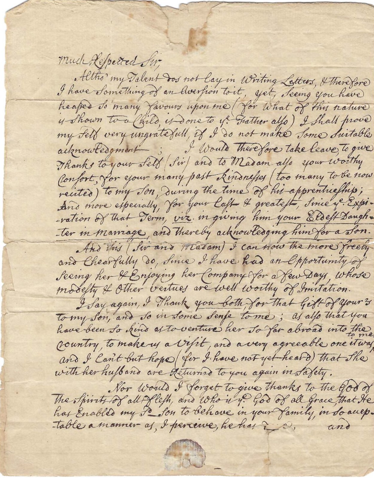 Samuel Phillips, Colonial Minister, Sends Lavish Note For His Son's New Wife
