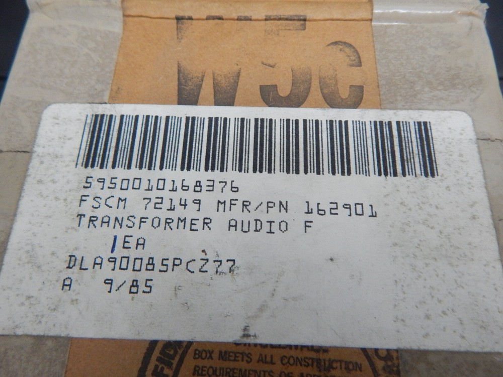 ELECTRONIC TRANSFORMER CORP 162901 TRANSFORMER AUDIO FREQUENCY 5950-01-016-8376