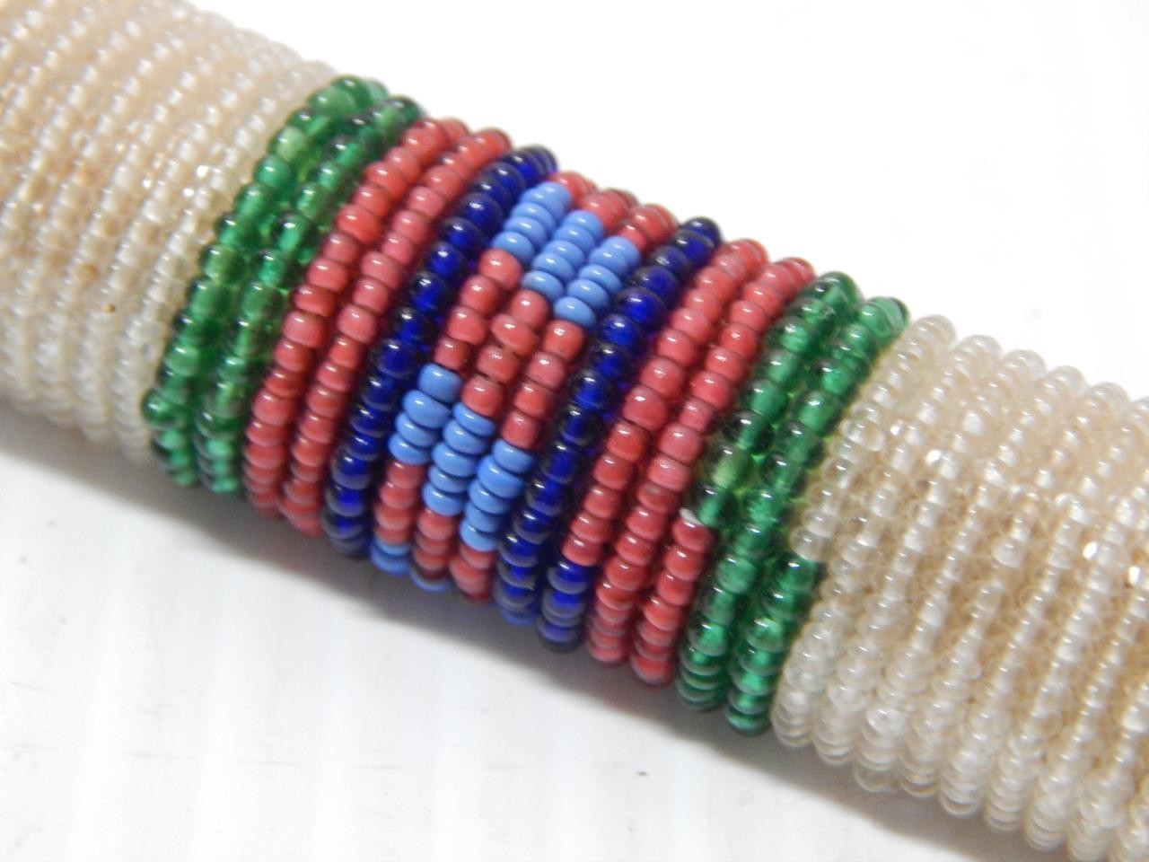 c.1870-90s PLAINS BEADED lAKOTA INDIAN AWL CASE w/ RED HORSEHAIR TIN CONES