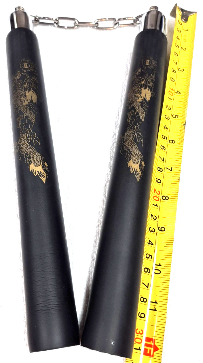 12" Foam Nunchucks for Martial Art Karate Training DRAGON - Black