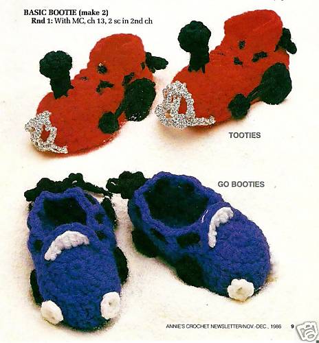 FUN Car & Train Baby Booties/Crochet Pattern INSTRUCTIONS ONLY