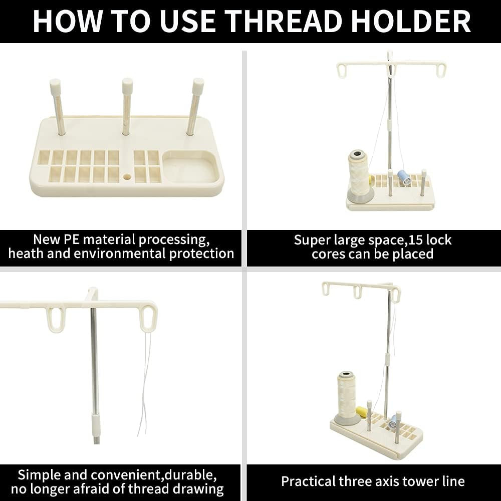 2 Pack Thread Holders, Embroidery & Sewing Machine Organizer, 3-Spool Thread Rac