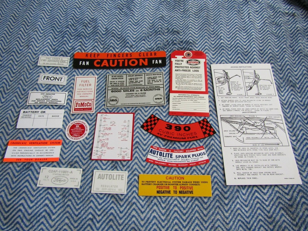 1964 Ford Thunderbird TBird T-Bird Decal Tag Resto Kit