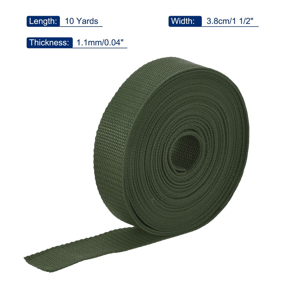 Lightweight Polypropylene Webbing Strap 3.8cm 10 Yard Army Green