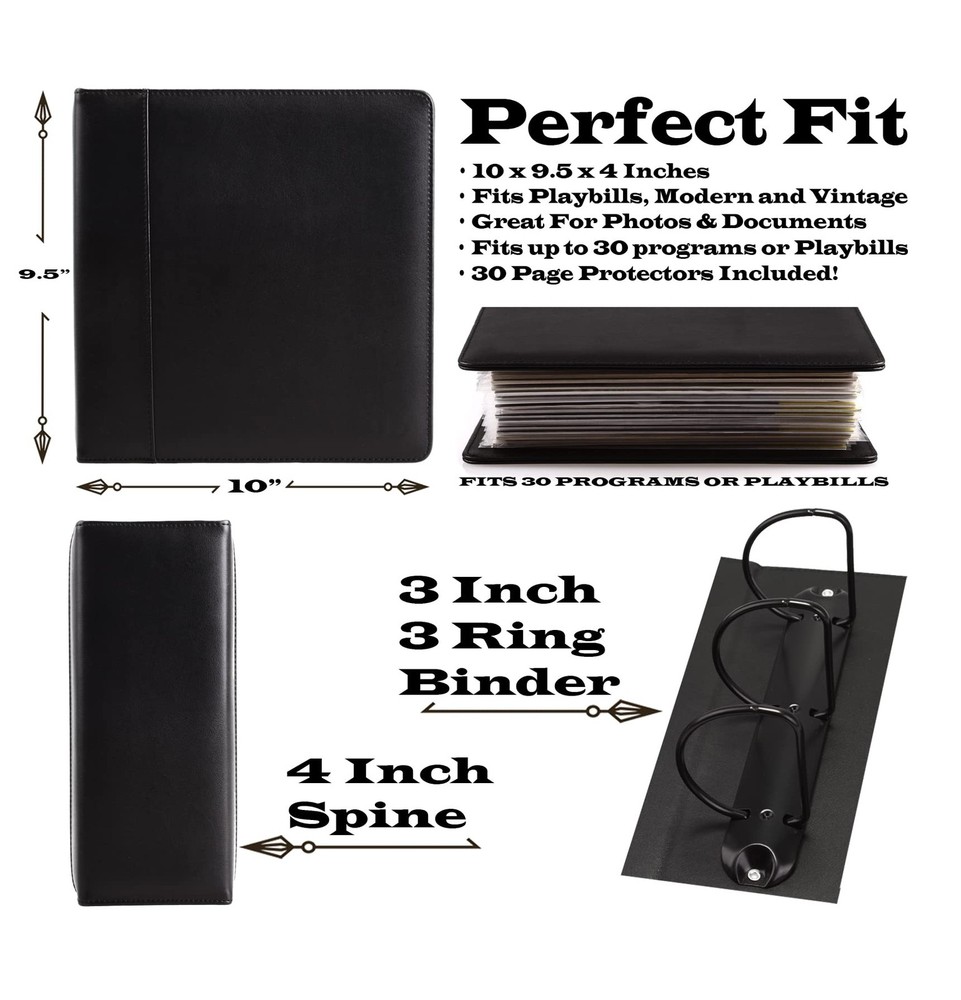 2Fold Binder Holding Broadway Play Program and Theater Programs with 30 Custom
