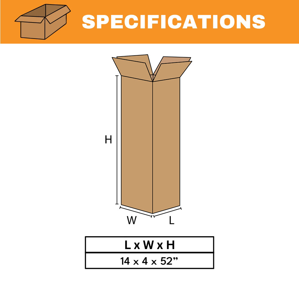 14 x 4 x 52" Side Loading Boxes, Brown 15/Bundle ECT-32