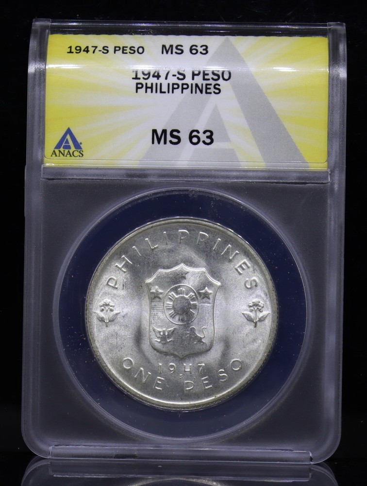 1947-S Philippines Peso ANACS MS63