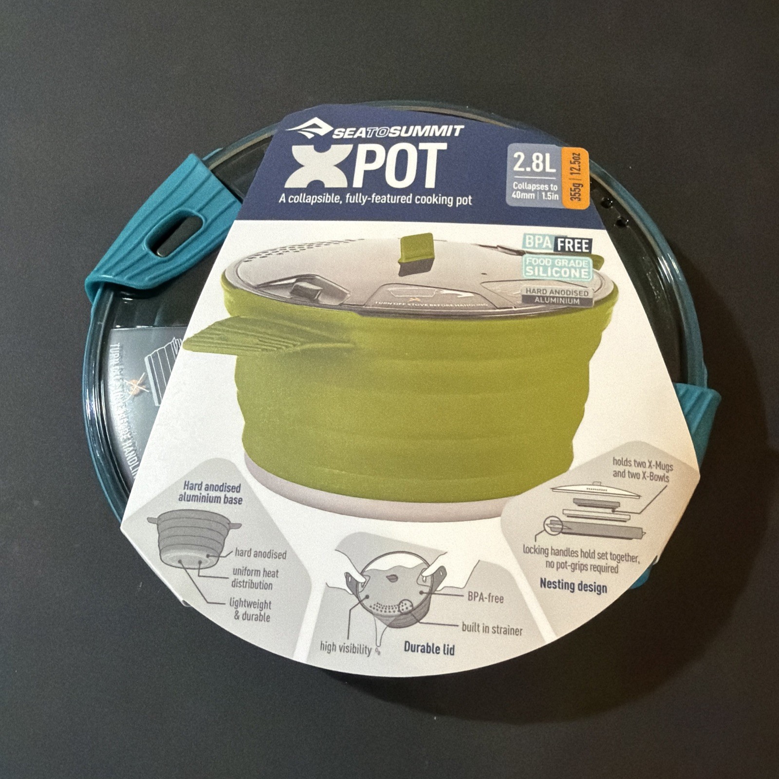 Sea to Summit X‑Pot 2.8L Collapsible Cooking Pot Teal Lightweight New w/ Tags