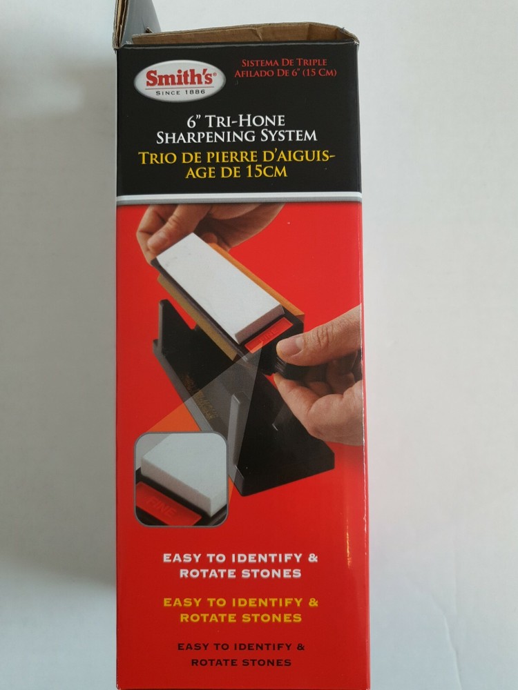 Smith's 6"Tri-Hone Sharpening System Medium-Fine-Coarse, sharpens all types .
